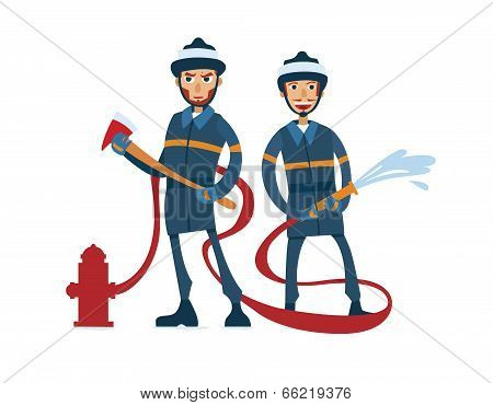 2 Cartoon Firefighters