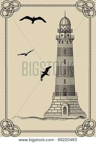 Old lighthouse in frame