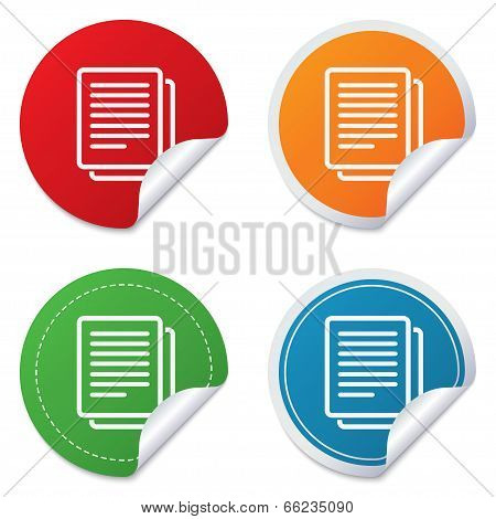 Copy file sign icon. Duplicate document symbol.