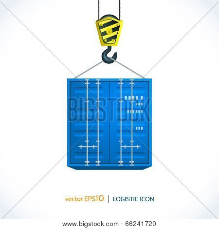 Logistic icon crane hook container