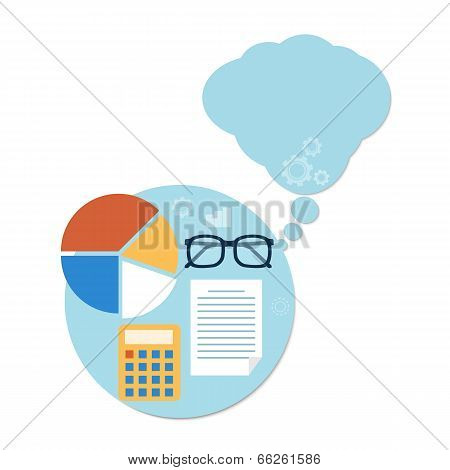 Calculator, Chart And Glasses. Education Concept
