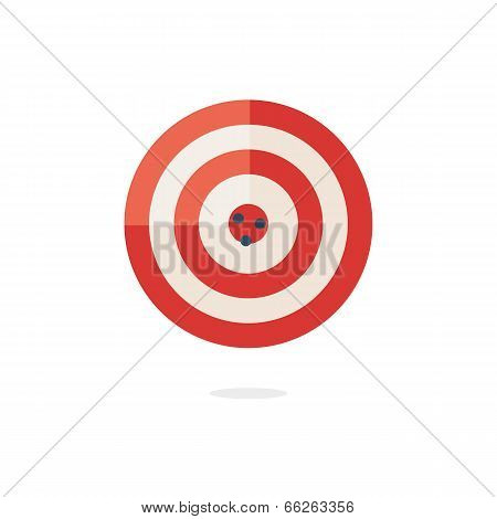 Red darts target on white background