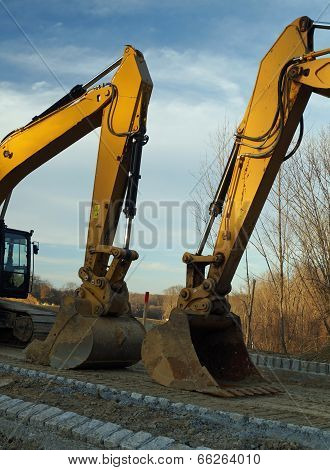 Excavators on Construction Site