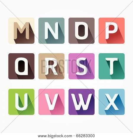 Vector Alphabet Colorful Font With Sahdow Style. Illustration.
