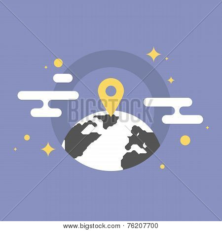 Global Location Flat Icon Illustration