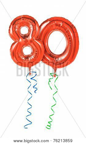 Red balloons with ribbon - Number 80