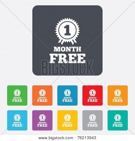 First month free sign icon. Special offer symbol