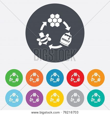 Producing honey and beeswax sign icon.