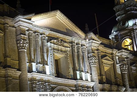 Facade of the Basilica Cathedral of Arequipa, Peru