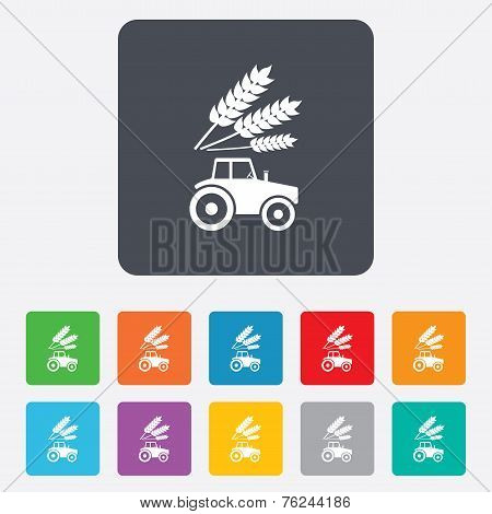 Tractor sign icon. Agricultural industry symbol.
