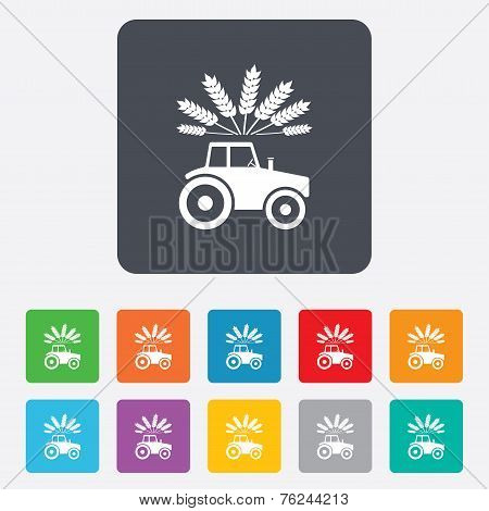Tractor sign icon. Agricultural industry symbol.