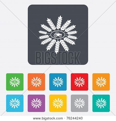 Tractor sign icon. Agricultural industry symbol.