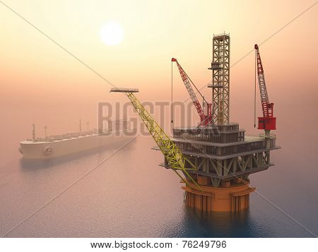 Oil Platform and Supertanker