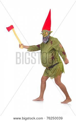 Monster man with axes isolated on white