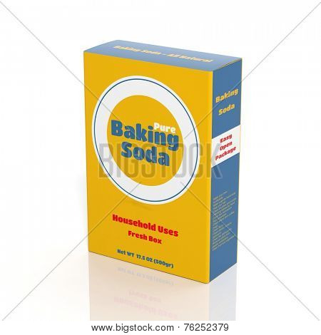 3D Baking Soda paper package isolated on white