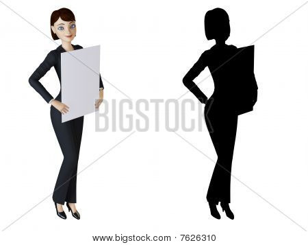 แผง businesswoman และสีขาว