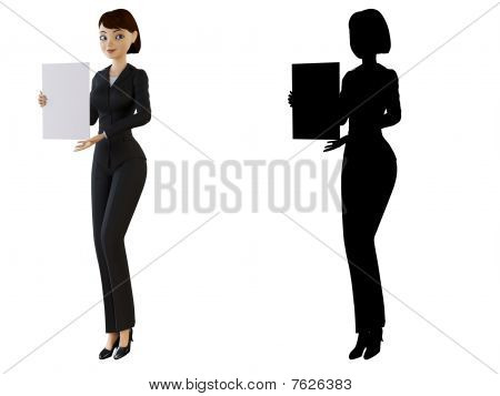 แผง businesswoman และสีขาว