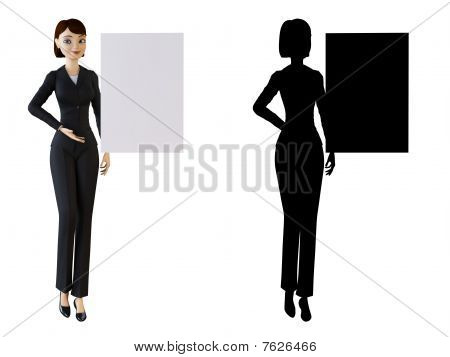 แผง businesswoman และสีขาว