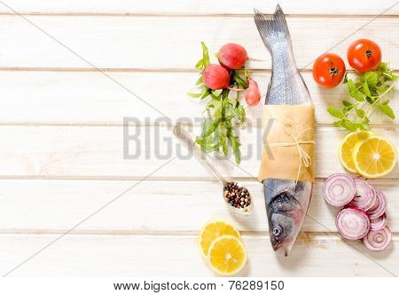 Bass Fish And Vegetables
