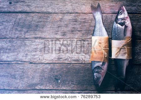 Two Raw Bass Fish