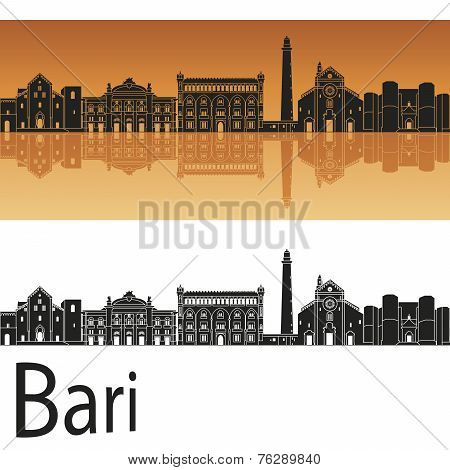 Bari Skyline In Orange Background