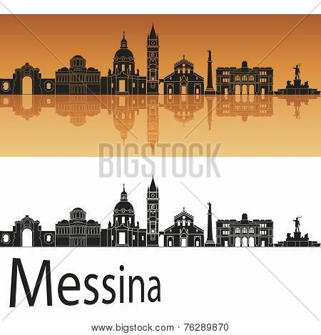 Messina Skyline In Orange Background