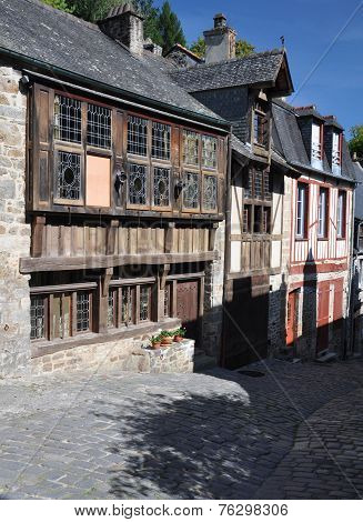 The Medieval Street Of Rue De Jerzual In Dinan, Brittany, France