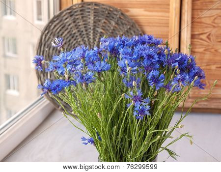 Bouquet Of Purple Cornflowers And Heart