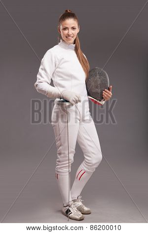 Female fencer with sword