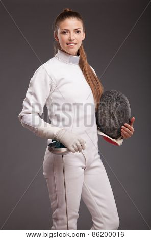 Female fencer with sword