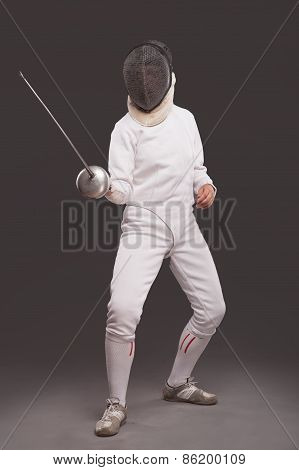 Female fencer with sword