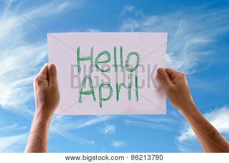 Hello April card with sky background