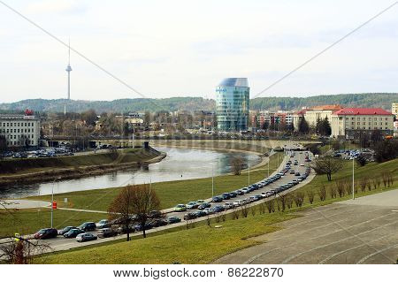 Vilnius City Panorama With Barclays Bank And Educology University