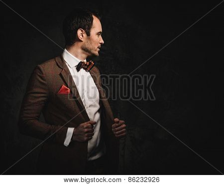 Sharp dressed fashionist wearing jacket and bow tie