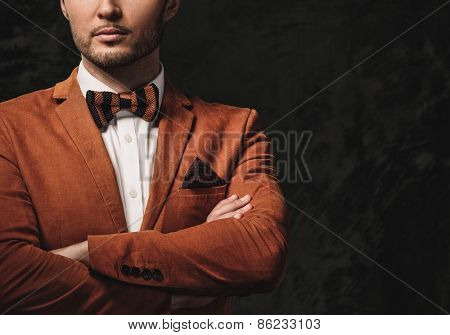 Sharp dressed fashionist wearing jacket and bow tie