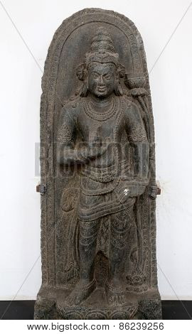 KOLKATA, INDIA - FEBRUARY 15: Manjusri, from 9/10th century found in Basalt, Bihar now exposed in the Indian Museum in Kolkata, on February 15, 2014