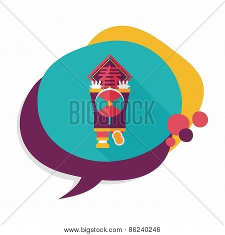 Chinese New Year Flat Icon With Long Shadow,eps10, The Little Boy To Stick Couplets, Chinese Festiva