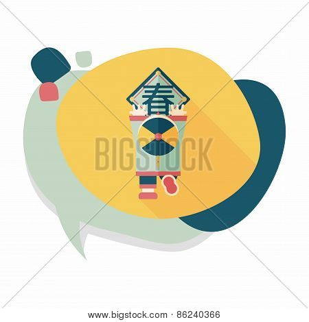 Chinese New Year Flat Icon With Long Shadow,eps10, The Little Boy To Stick Couplets, Chinese Festiva