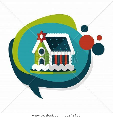 Gingerbread House Flat Icon With Long Shadow,eps10