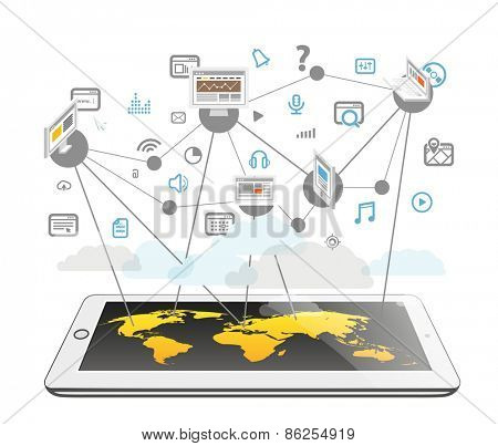 Abstract scheme of modern computer network. Design elements