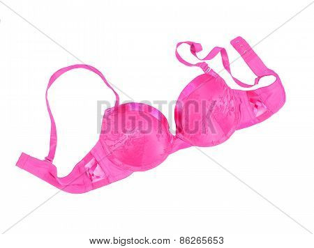 Pink bra isolated on white background