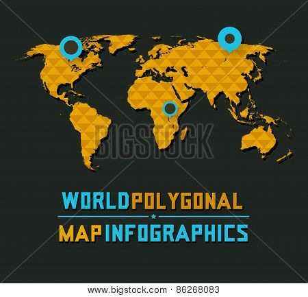 Retro polygonal world map