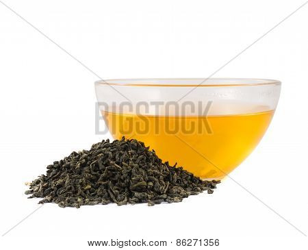 Glass bowl of tea isolated