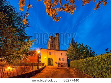 Early morning in small italian town of Serralunga d'Alba in Piedmont, Northern Italy.