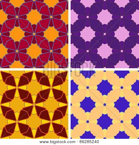 seamless abstract figures pattern set