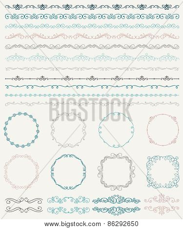Hand Sketched Borders and Frames, Dividers, Swirls