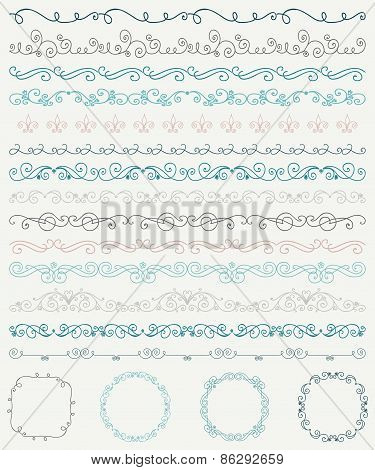 Hand Sketched Borders and Frames, Dividers, Swirls