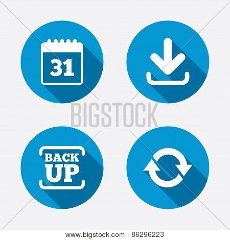 Download and Backup signs. Calendar and rotation
