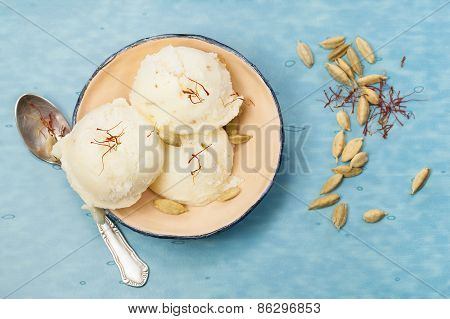 Saffron and Cardamom Ice Cream