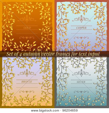 Set of 4 autumn vector frames for text input